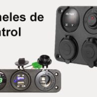 Painéis de controlo das baterias e carregamento de 12v.