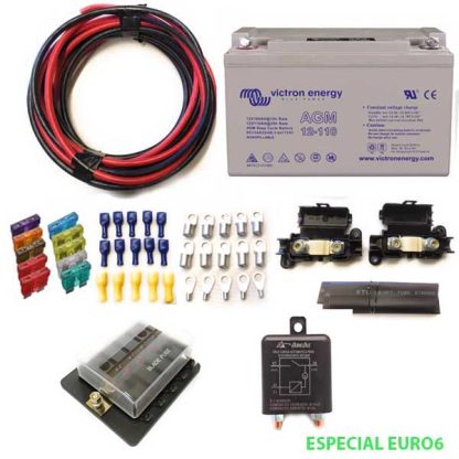 kit instalacion bateria auxiliar con rele automatico euro6 + bateria 110ah