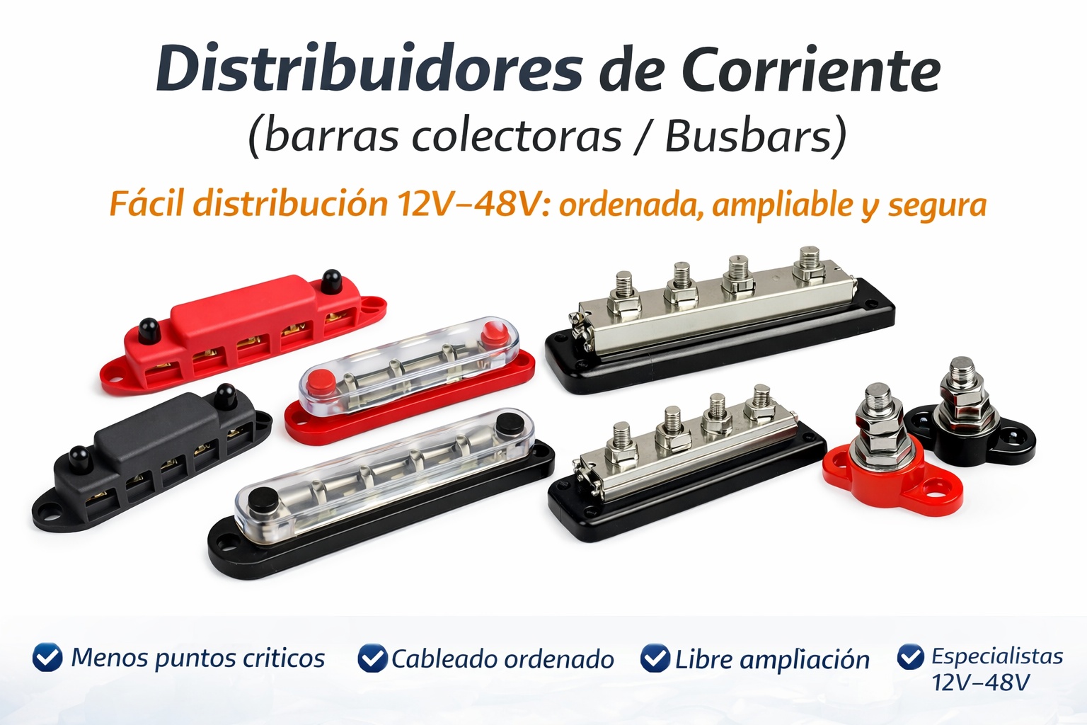 busbar distribuidor de corriente 12V 24V 48V