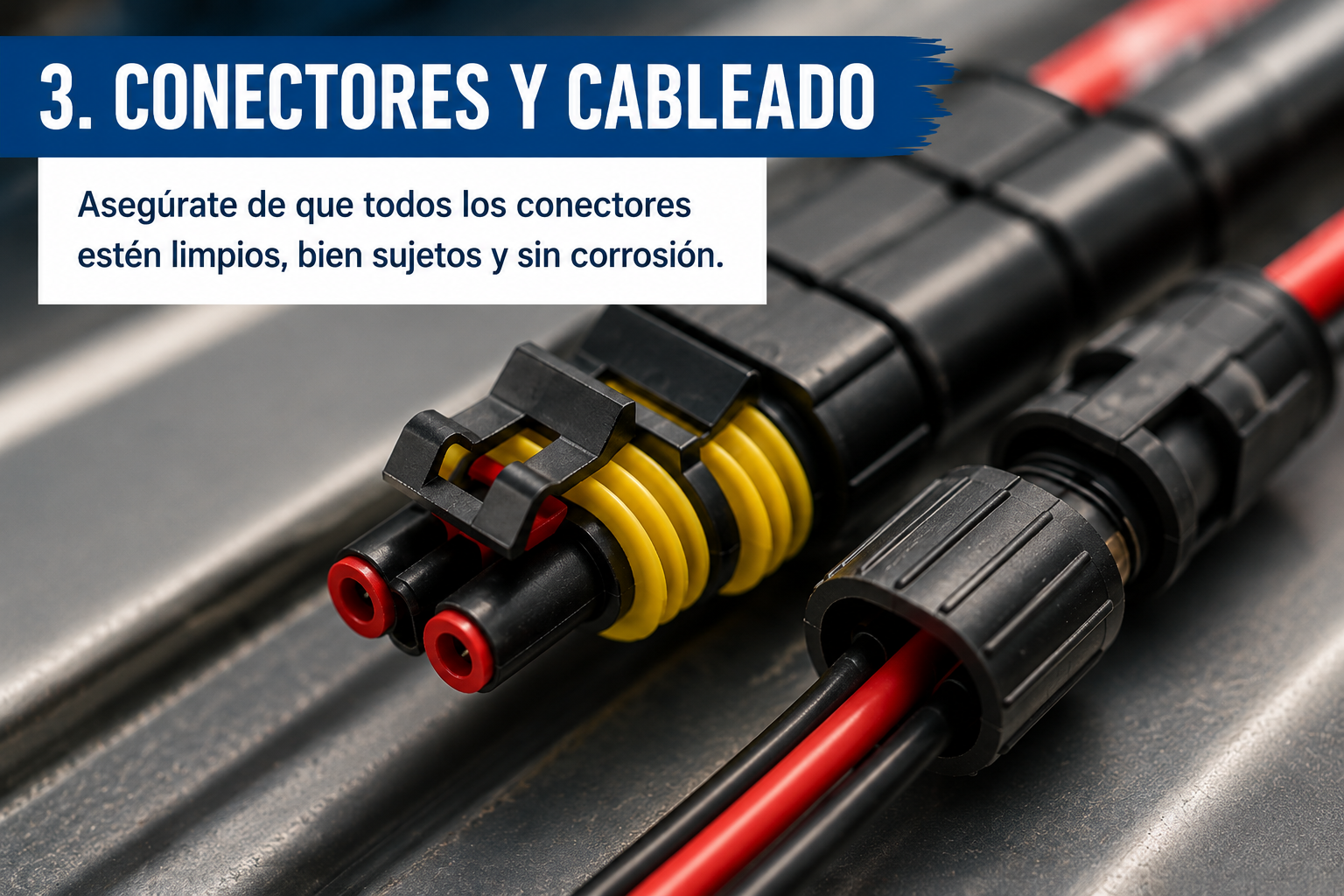 Revisión de conectores y cableado eléctrico para detectar holguras, suciedad y corrosión